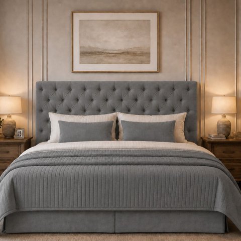 Cabeceira para Cama Casal Queen Estofada Captone 1,58 Mts Luna Vilajo: Suede Cinza