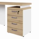 Ver imagem 6 de Mesa L 1,50m C/ Gaveteiro Organizador 4 Gavetas Pé Painel F5 Cor:macadâmia com Branco