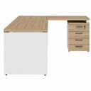 Ver imagem 4 de Mesa L 1,50m C/ Gaveteiro Organizador 4 Gavetas Pé Painel F5 Cor:macadâmia com Branco
