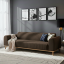 Ver imagem 1 de Sofá Living Átila Velusoft Marrom, 2,50 Metros, Design Retrô.