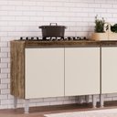 Ver imagem 2 de Cozinha Completa Modulada 3 Balções 3 Armários Aéreos e 2 Nichos Athena Marrom