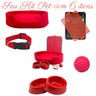 Kit Pet Médio Cama Europa Sanitário Comedouro Coleira Bola - Vermelho - 2