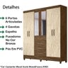 Guarda Roupa 6 Portas C/Espelho 8963 Castanho Wood Avela - 8