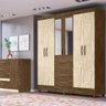 Guarda Roupa 6 Portas C/Espelho 8963 Castanho Wood Avela - 3