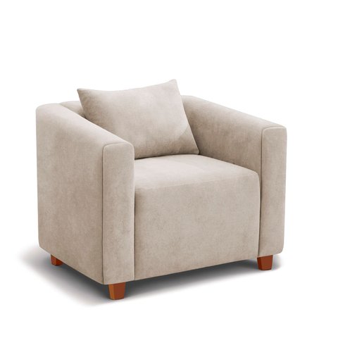 Poltrona Decorativa Helena Suede Bege - Inova Decorações