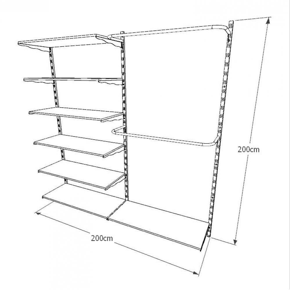 Kit Cremalheiras e Araras para Loja com 26 Peças Regulável 200x200cm Cor Branco Modelo - 3