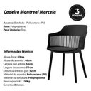 Ver imagem 2 de Kit 4 Cadeiras de Jantar Estofada Marcela Montreal Polipropileno Preto