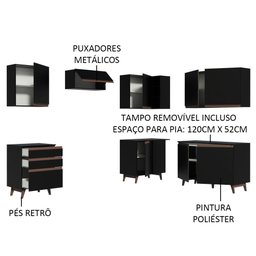 Armário de Cozinha Completa de Canto 392cm Preto Reims Madesa 01 - 5