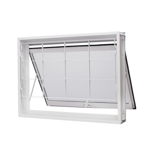Janela de Aço Maxim-Ar 60x80cm com Grade Quadriculada e Vidro Boreal Qualitysol Ramassol