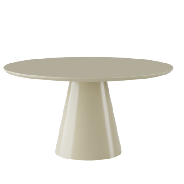 Mesa de Jantar Cone Redonda 110 Cm Laca Off White Linn Design Decor