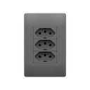 Ver imagem 1 de Tomada Tripla Fame Habitat Onix 2p+t 10a com Placa 4x2