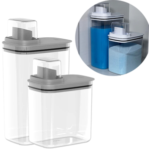 Kit Dispenser Organizador Acrílico Lavanderia 2,3l + 1,5l Chumbo ou