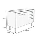 Ver imagem 2 de Gabinete de Cozinha Valenza 116cm Preto Texturizado - Rorato