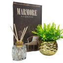Ver imagem 1 de Kit Decoração Livro Marrom + Vaso Dourado + Difusor de Vidro