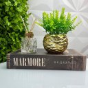 Ver imagem 2 de Kit Decoração Livro Marrom + Vaso Dourado + Difusor de Vidro