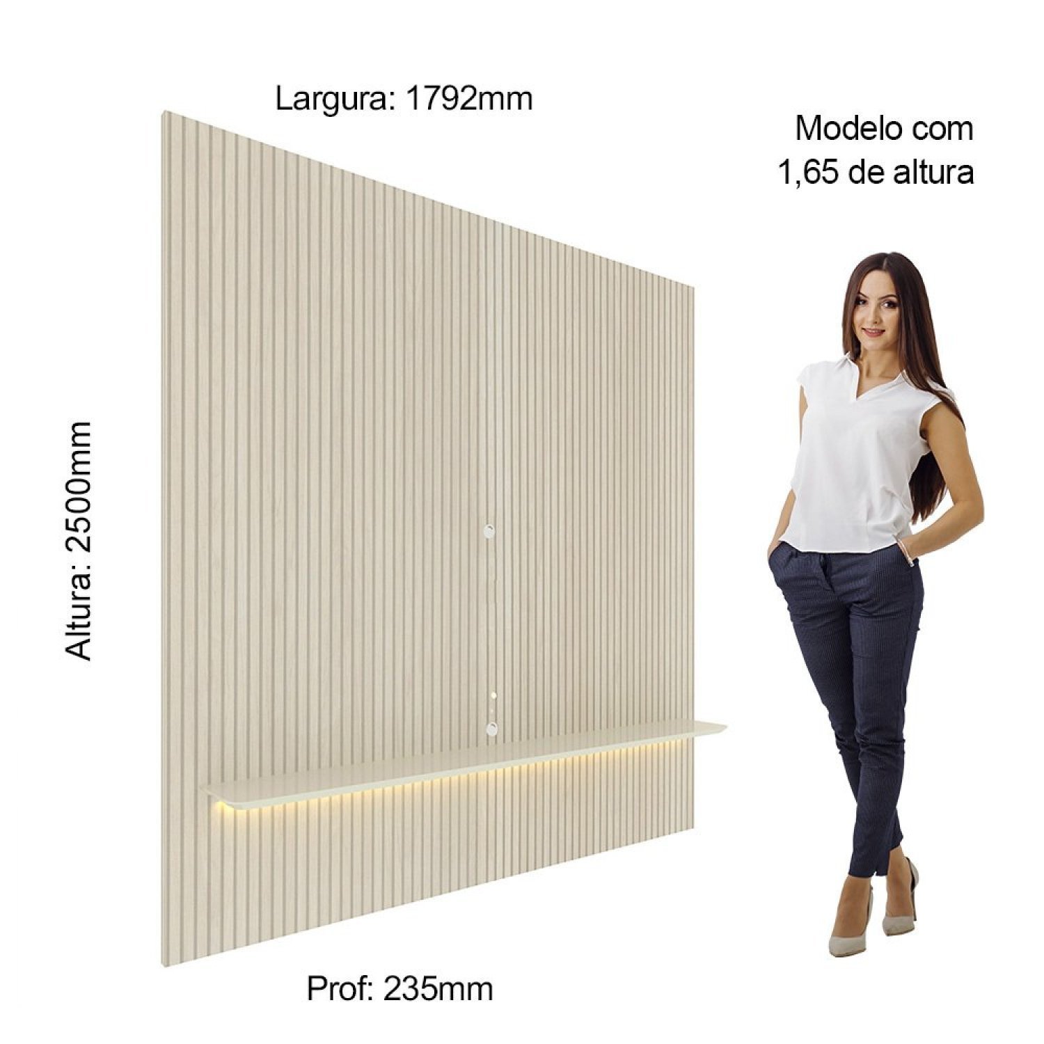 Painel para TV até 75 Polegadas Impressão Ripada com LED Requinte Gelius Móveis - 4