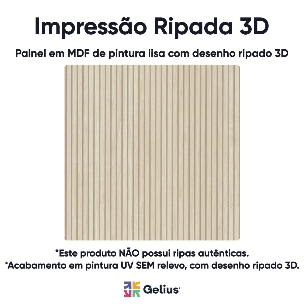 Painel para TV até 75 Polegadas Impressão Ripada com LED Requinte Gelius Móveis - 12