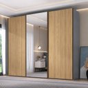 Ver imagem 1 de Roupeiro Veneto em MDF 274,5x230cm 3 Portas Espelho Cinza/Olmo 1000