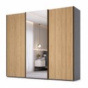 Ver imagem 2 de Roupeiro Veneto em MDF 274,5x230cm 3 Portas Espelho Cinza/Olmo 1000