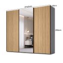 Ver imagem 4 de Roupeiro Veneto em MDF 274,5x230cm 3 Portas Espelho Cinza/Olmo 1000