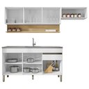 Ver imagem 4 de Armário de Cozinha 4 Peças Balcão com Pia 120cm Lina08 K02 Supremo/Freijó - Mpozenato