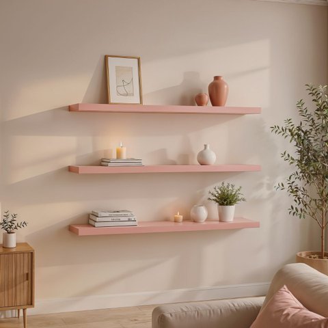 Kit de 3 Prateleiras 150cm MDF Rosa - On Móveis