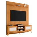Ver imagem 1 de Rack Bancada Cairo com Painel para Tv até 75 Polegadas 1,80m Egeo Cedro Ripado Impressão 3d Edn