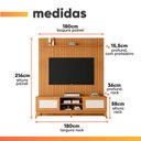 Ver imagem 6 de Rack Bancada Cairo com Painel para Tv até 75 Polegadas 1,80m Egeo Cedro Ripado Impressão 3d Edn