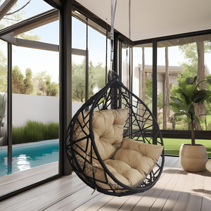 Balanço Suspenso com Almofada Ninho em Aço e Fibra Sintética