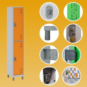Armário Roupeiro 2 Portas Grandes Cor 182x32,5x36 W3 - 10111 Cor:laranja