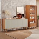 Ver imagem 1 de Conjunto Cristaleira 2 Portas de Vidro com Buffet 4 Portas Delux 100% MDF Prime