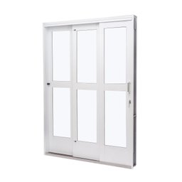 Porta de Aço de Correr 215x152cm 3 Folhas com Vidro Liso Qualitysol Ramassol - 1
