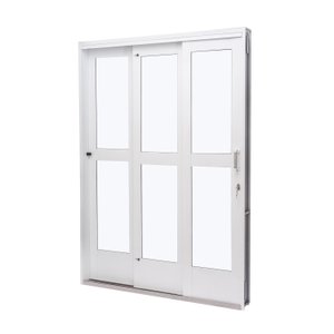 Porta de Aço de Correr 215x152cm 3 Folhas com Vidro Liso Qualitysol Ramassol