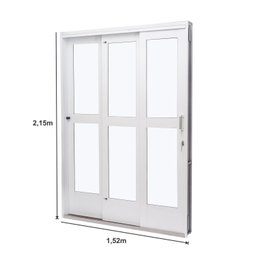 Porta de Aço de Correr 215x152cm 3 Folhas com Vidro Liso Qualitysol Ramassol - 4