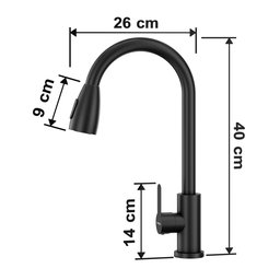 Kit Cuba Gourmet Mônaco Preto Aço Inox 304 e Torneira Gourmet Roma Aço Inox Preto Goldenx - 13