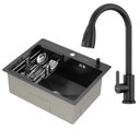 Ver imagem 1 de Kit Cuba Gourmet Mônaco Preto Aço Inox 304 e Torneira Gourmet Roma Aço Inox Preto Goldenx