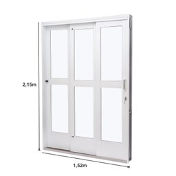 Porta de Aço de Correr 215x152cm 3 Folhas com Vidro Liso Qualitysol Ramassol - 4