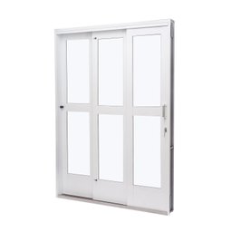 Porta de Aço de Correr 215x152cm 3 Folhas com Vidro Liso Qualitysol Ramassol - 1