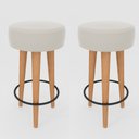 Ver imagem 1 de Kit 2 Banqueta Alta Cozinha 70cm Estofada Off-white Madeira Maciça Urban