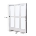 Ver imagem 2 de Porta de Aço Correr 215x200cm 3 Folhas Vidro Liso Qualitysol Ramassol Branco