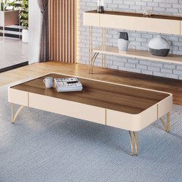 Mesa Centro Cadenza - Off White / Castanho - Hb Móveis - 1