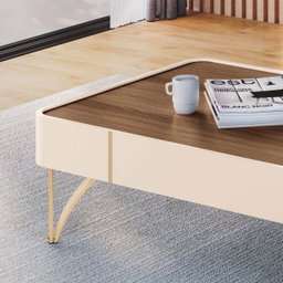 Mesa Centro Cadenza - Off White / Castanho - Hb Móveis - 3