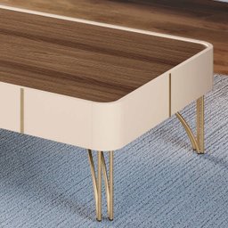 Mesa Centro Cadenza - Off White / Castanho - Hb Móveis - 4