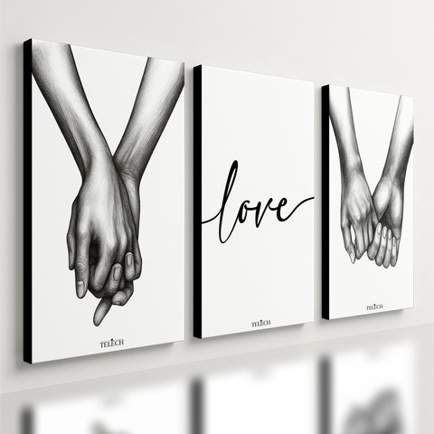 Kit 3 Quadro Decorativo Casal Namorados Amor Quarto Qualidade Premium 28x20cm