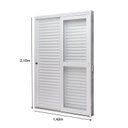Ver imagem 4 de Porta de Aço Veneziana de Correr Lateral 215x142cm 3 Folha Vidro Liso Qualitysol Ramassol Branco