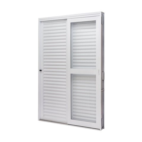 Porta de Aço Veneziana de Correr Lateral 215x142cm 3 Folha Vidro Liso Qualitysol Ramassol Branco
