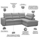 Ver imagem 2 de Sofá Retrátil Reclinável com Chaise Direito 265cm Glee F04 Linho Cinza - Lyam Decor