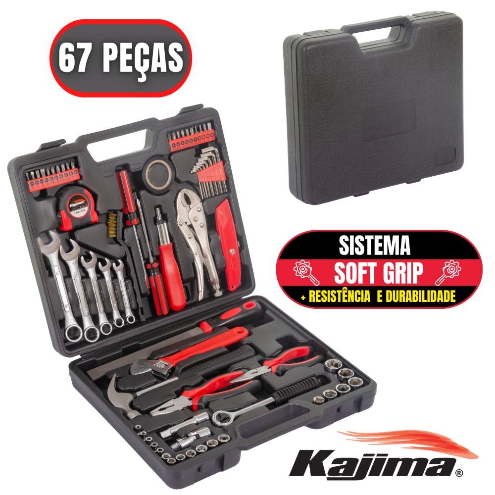 Jogo De Ferramentas Kajima JFH67P 67 Peças Com Sistema Soft Grip Alta Resistência Maleta Plá - 1