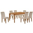 Ver imagem 2 de Conjunto Mesa de Jantar 180cm com 6 Cadeiras Estofadas Multimóveis Crrft-CON051 Madeirado/Creme