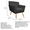 Ver imagem 3 de Kit Diva Recamier Vanessa 160cm Lado Esquerdo e 01 Poltrona Laura Linho Adj Decor Cinza Escuro